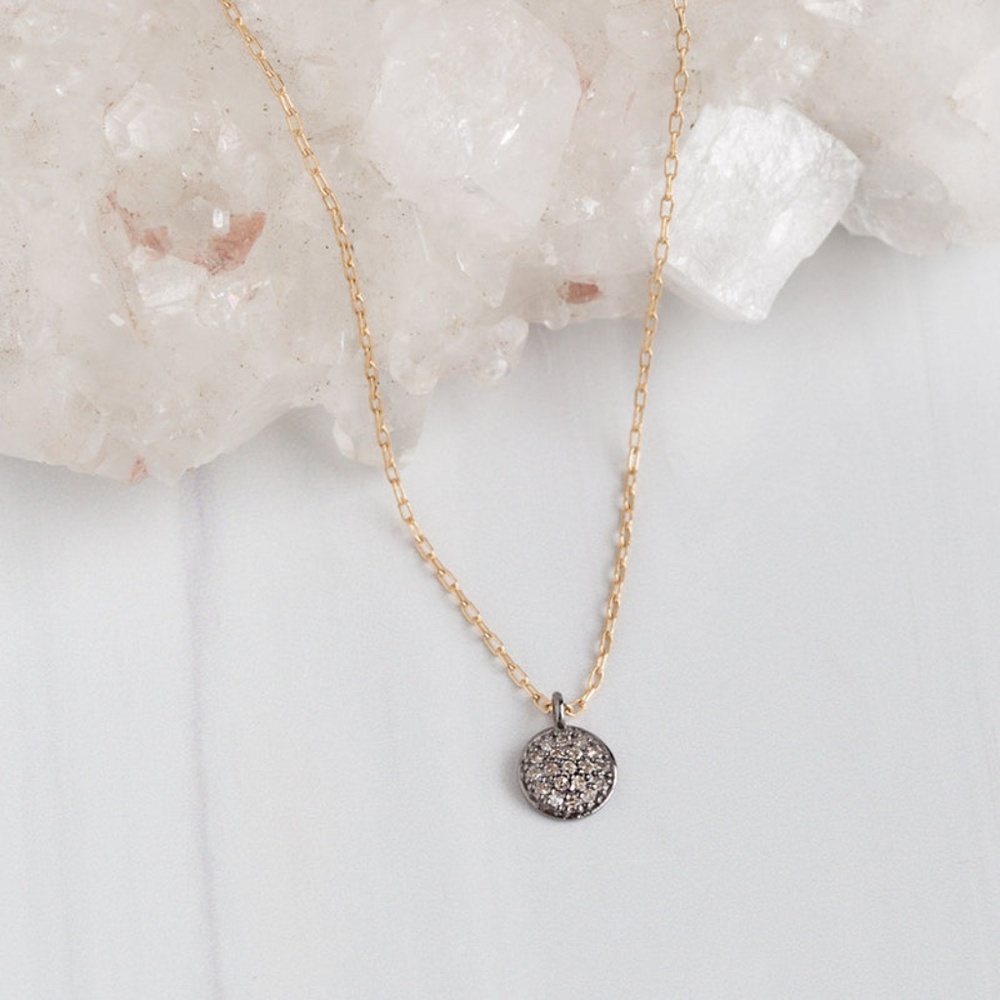 White Diamond Pavé Disc Necklace Alexis Russell